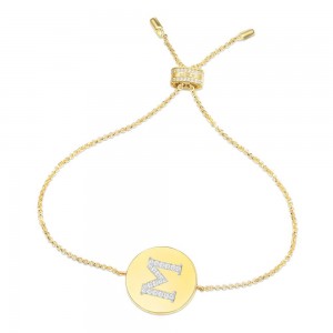 Yellow Silver Alphabet-m Bracelet