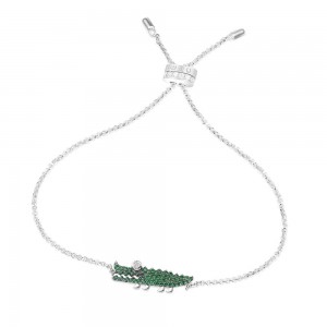 Silver Green Croco Bracelet