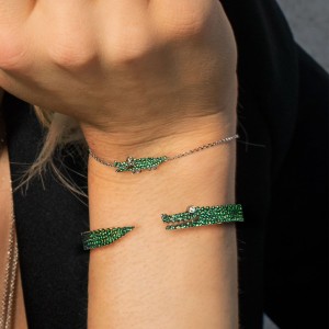 Silver Green Croco Bracelet