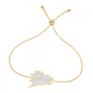 Yellow Silver Flying Pig Bracelet