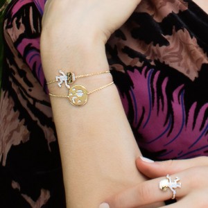 Yellow Silver Dancing Robot Bracelet
