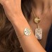 Yellow Silver Uraeus Bracelet With Green Nano Zirconia Stone