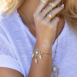 Yellow Silver Dream Catcher Bracelet
