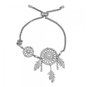 Dark Gray Silver 'dreamcatcher' Bracelet