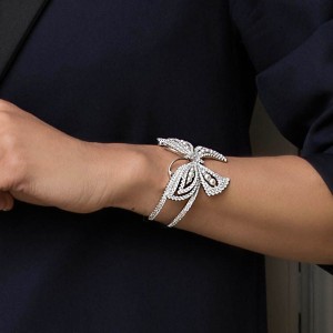 Silver 'papillons' Cuff With Pearl