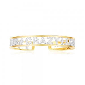 Yellow Silver 'fun Crazy Love' Open Cuff