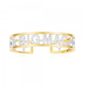 Yellow Silver 'big Mac' Open Cuff