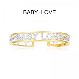 Yellow Silver 'baby Love' Open Cuff