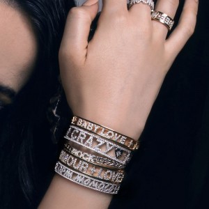 Yellow Silver 'baby Love' Open Cuff