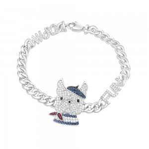 Navy Silver 'doggy' Chain Bracelet