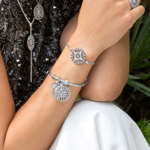 Silver Multi Mandala Bangle