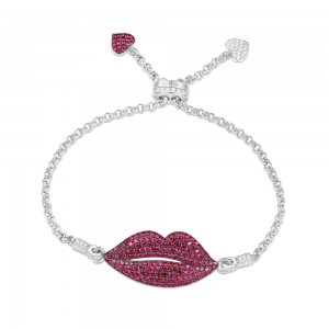 Red Silver  Lip Bracelet