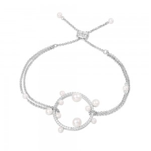 Silver Saturne Bracelet With Pearls