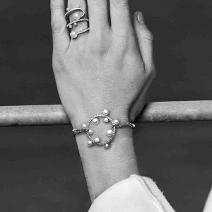 Silver Saturne Bracelet With Pearls