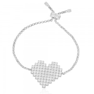 Silver Pixel Heart Bracelet