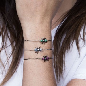 Dark Grey Silver Blue 'ants' Bracelet