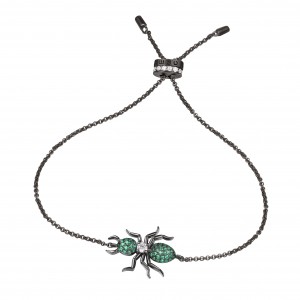 Dark Grey Silver Green 'ants' Bracelet