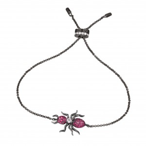 Dark Grey Silver Red 'ants' Bracelet