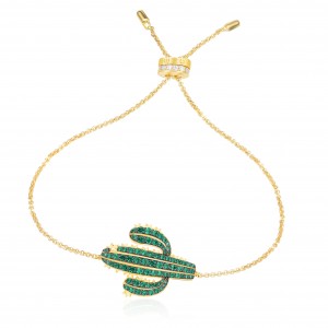 Yellow Silver Arc-en-ciel  Cactus Bracelet