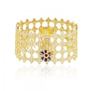 Yellow Silver La Belle Époque Lucky Hand Statement Bangle