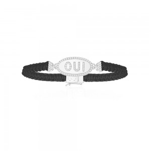 Silver Oui Black Macramé Bracelet