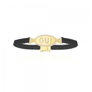 Yellow Silver Oui Black Macramé Bracelet