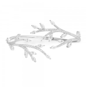 Silver Festival Leaf Open Cuff