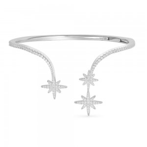 Silver Meteorites Statement Open Cuff