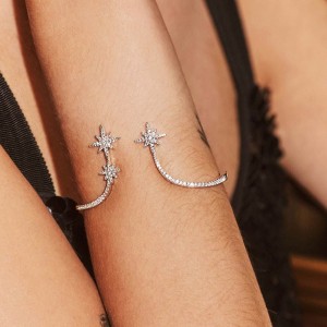 Silver Meteorites Statement Open Cuff