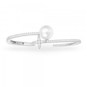 Silver Festival Open Cuff With Pearl