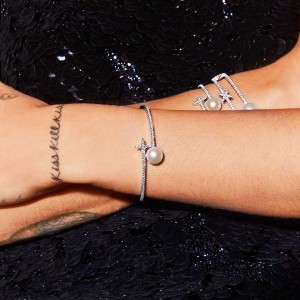 Silver Festival Open Cuff With Pearl