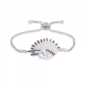 Silver Meteorites Feather Bracelet
