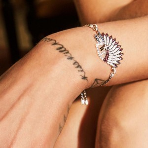 Silver Meteorites Feather Bracelet