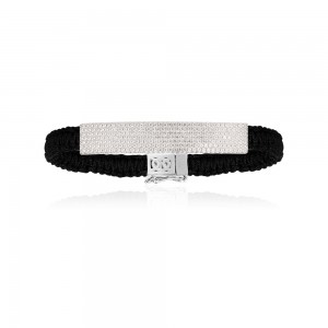 Silver KalÉidoscope Navy Macramé Bracelet