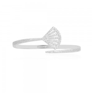 Silver Fan Open Bangle