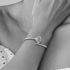 Silver Fan Open Bangle