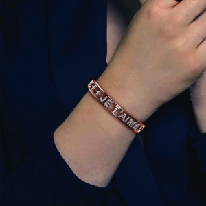 Pink Silver Je T'aime Open Cuff