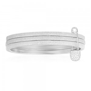 Trio 'Safety Pin' bangle - silver