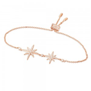 Pink Silver Double Meteorites Bracelet