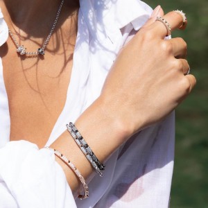Pink Silver 'hérisson' Bangle