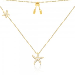 Yellow Silver Double Seastars Necklace