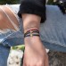 Blue Satin Choker Bracelet With Yellow Silver Bumble Bee