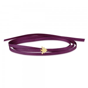 Violet Satin Choker Bracelet With Yellow Silver Bumble Bee