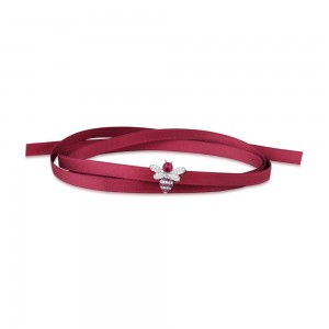 Silver Bumble Bee Choker-bracelet With Synthetic Red Stone