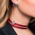 Silver Bumble Bee Choker-bracelet With Synthetic Red Stone