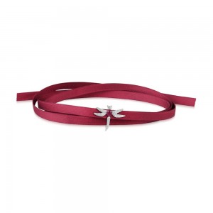 Silver Dragonfly Choker-bracelet With Synthetic Red Stone