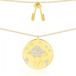 Yellow Silver Planet Pendant Necklace