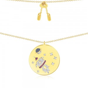 Yellow Silver Rocket Pendant Necklace