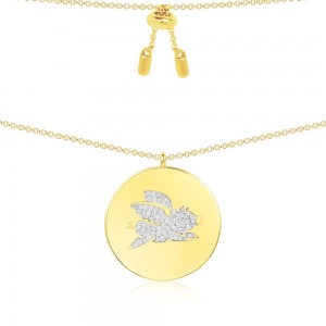 Yellow Silver Flying Pig Pendant Necklace