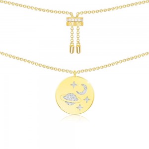 Yellow Silver Mini Galaxy Pendant Necklace